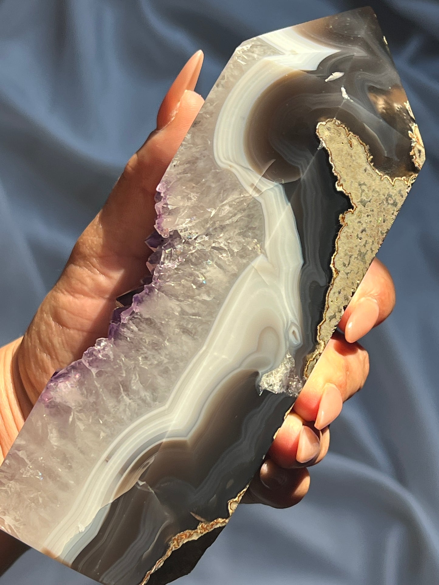 “Nightshade ” Black Agate & Amethyst Tower