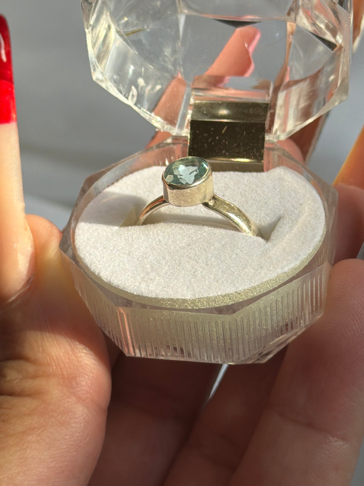 “Coastal Gem” Blue Topaz Ring (size 8)