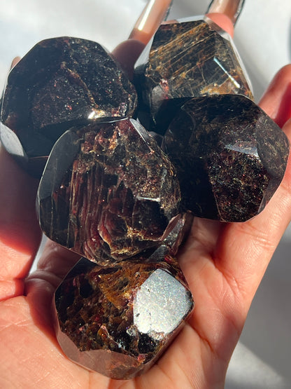 “Lifeblood” Polished Faceted Almandine Garnet Free Forms