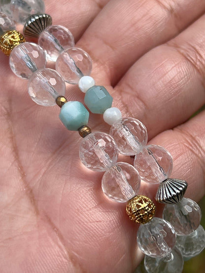 “Tropics” Amazonite and Clear Quartz Bracelets