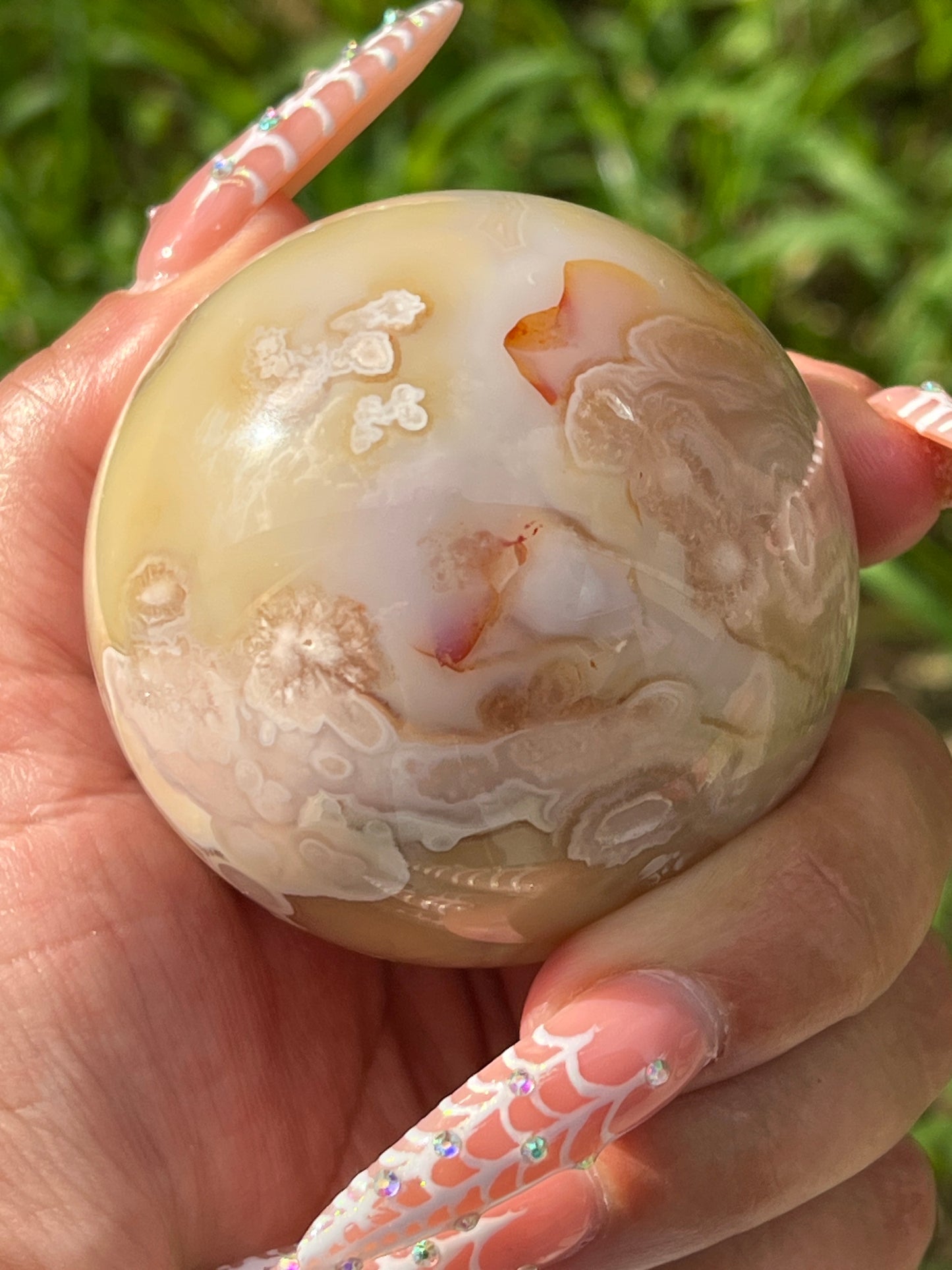 “Dream Flora” Pink Amethyst & Flower Agate Sphere