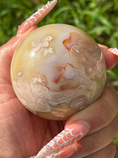 “Dream Flora” Pink Amethyst & Flower Agate Sphere