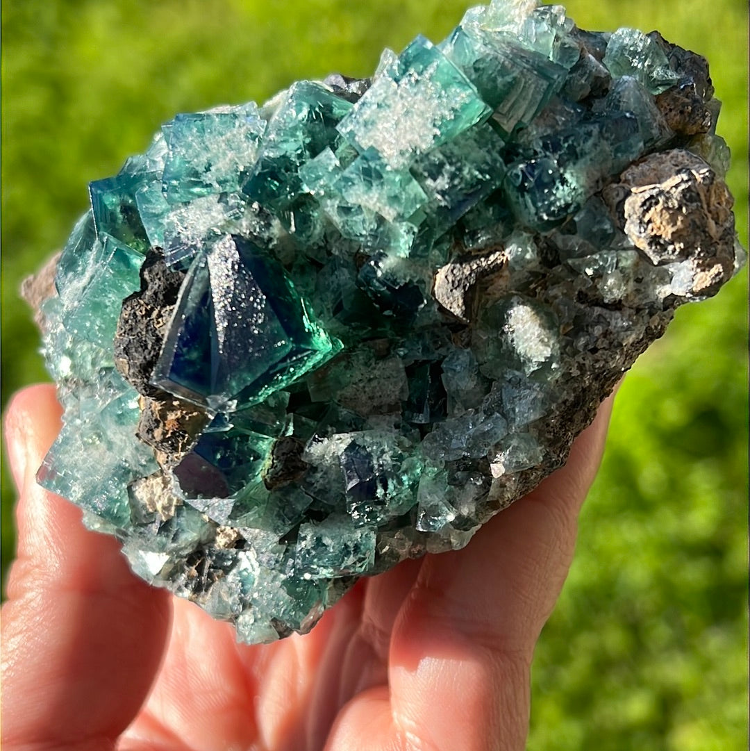 Heavy Metal Pocket English Fluorite Cluster HM-4