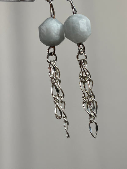 “Jellyfish” Aquamarine Chain Earrings