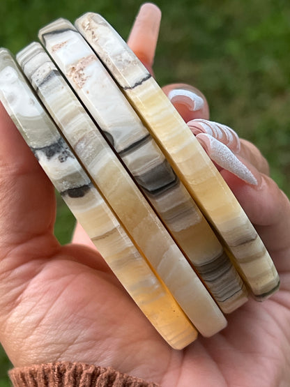 “Orange and Oud” Banded Calcite Coaster Set