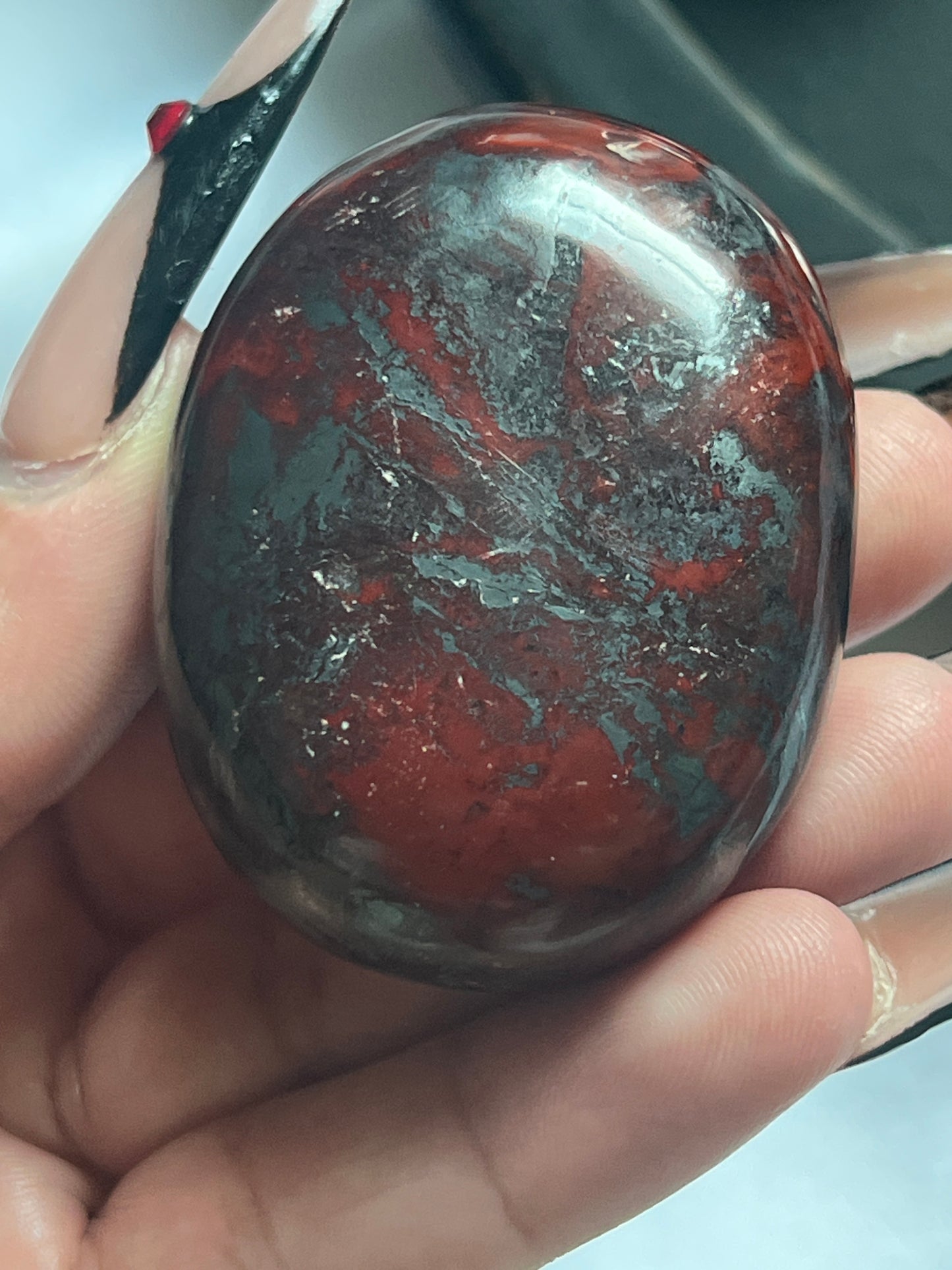 “Blood & Blade” Jaspilite Palm Stones