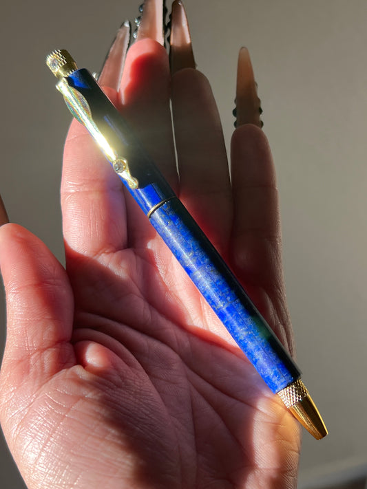 “Locked In” Lapis Lazuli Ballpoint Crystal Pen