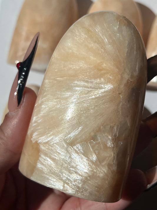 “Goblin’s Gravestone” Peach Stilbite Free Forms