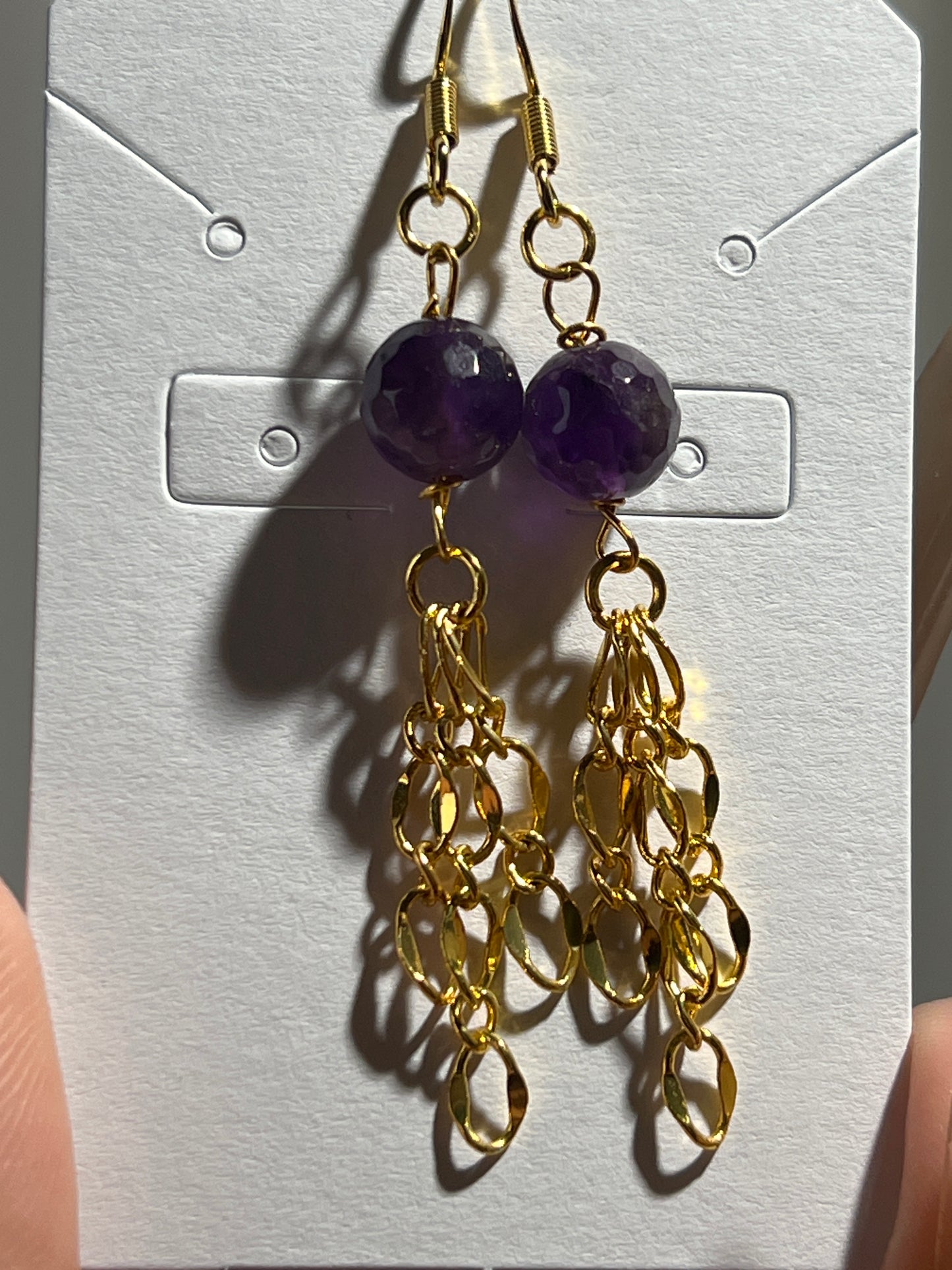 “Jellyfish” Amethyst Chain Earrings