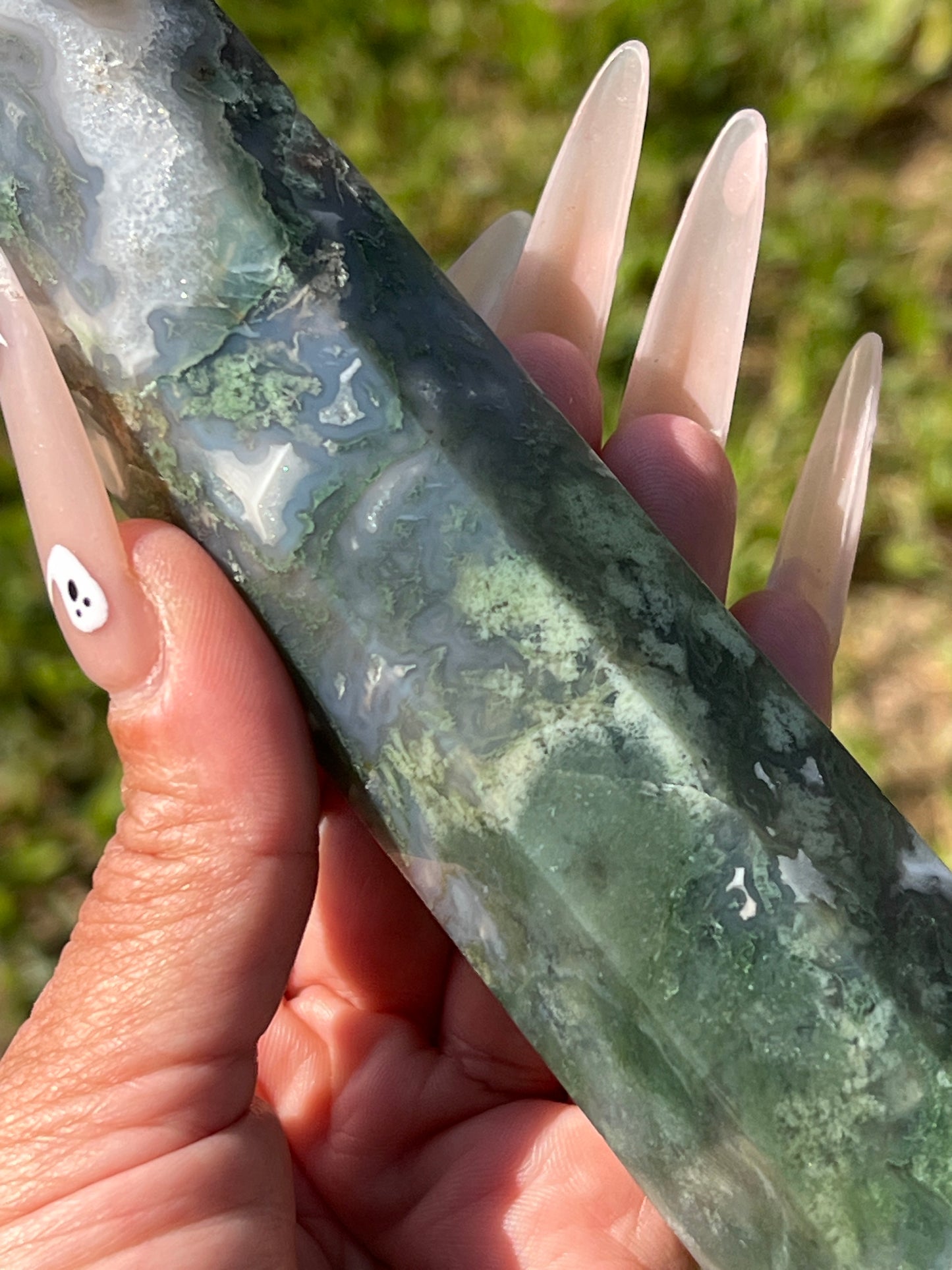 “Spring Meadow” Moss Agate Tower