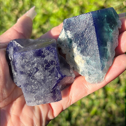 “Metamorphic” Color-Changing Nigerian Fluorite Chunks