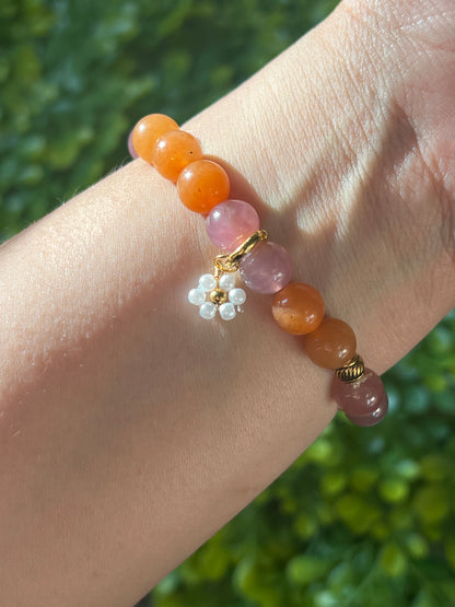 “Orange Blossom” Rose Quartz & Aventurine Bracelet