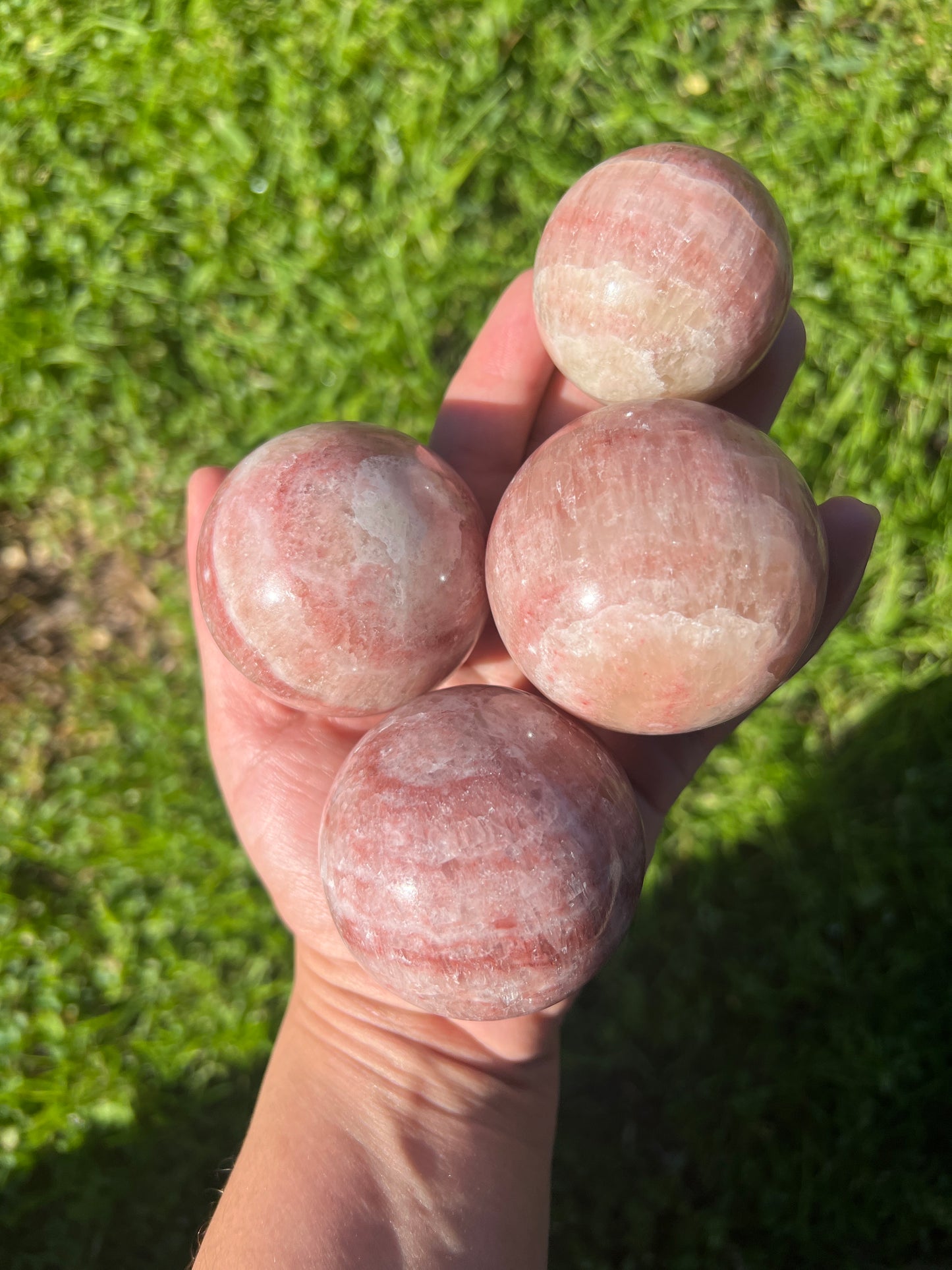 “Strawberry Drop” Rose Calcite Spheres