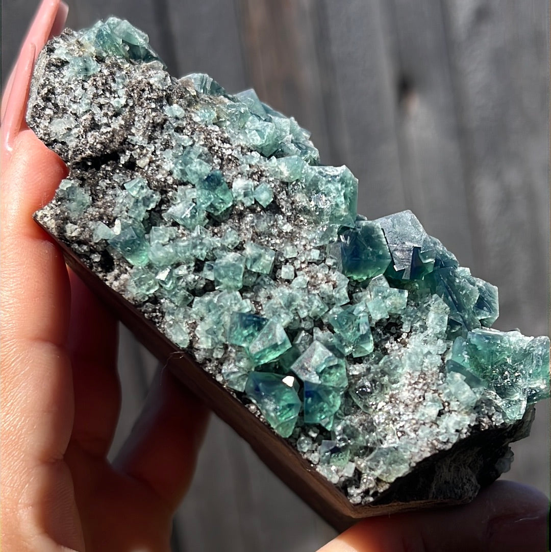 Large Heavy Metal Pocket English Fluorite Cluster HM-2