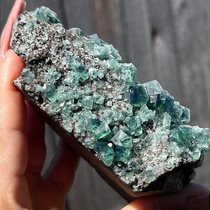 Large Heavy Metal Pocket English Fluorite Cluster HM-2