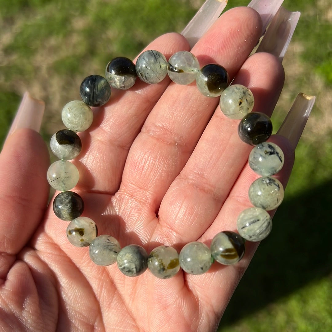 “Lime Jelly” Prehnite and Epidote Bracelet