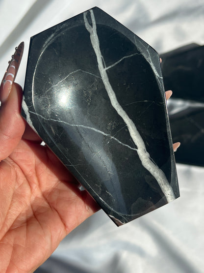 “Darkest Night” Black Marble Coffin Dishes