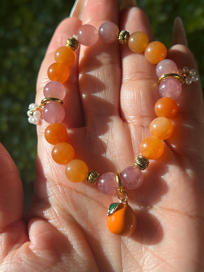 “Orange Blossom” Rose Quartz & Aventurine Bracelet