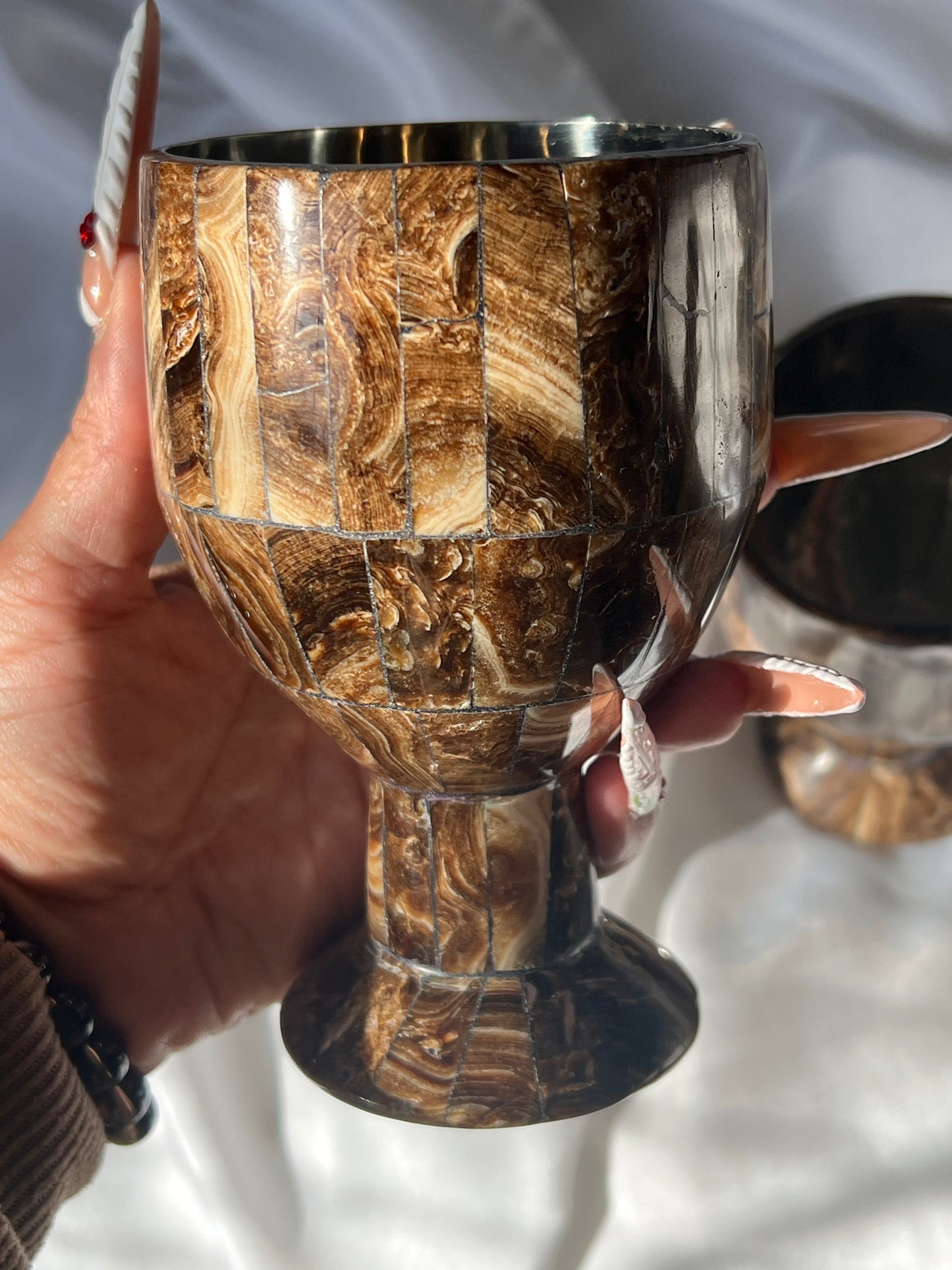 “Great Hall” Chocolate Calcite Goblets