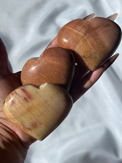 “Peachy Pie” Peach Calcite Hearts