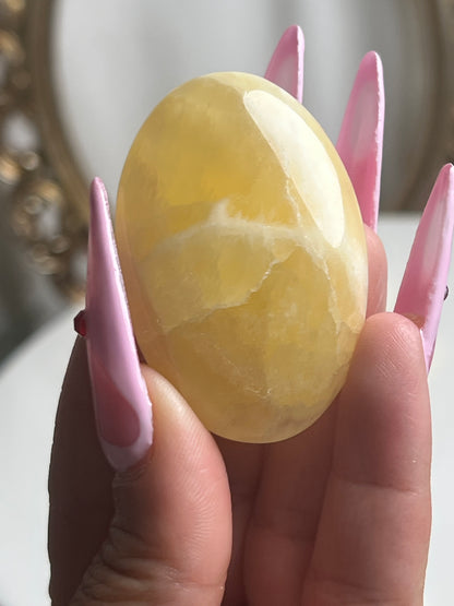 “Honeybee” Honeycomb Calcite Palm Stones from Utah