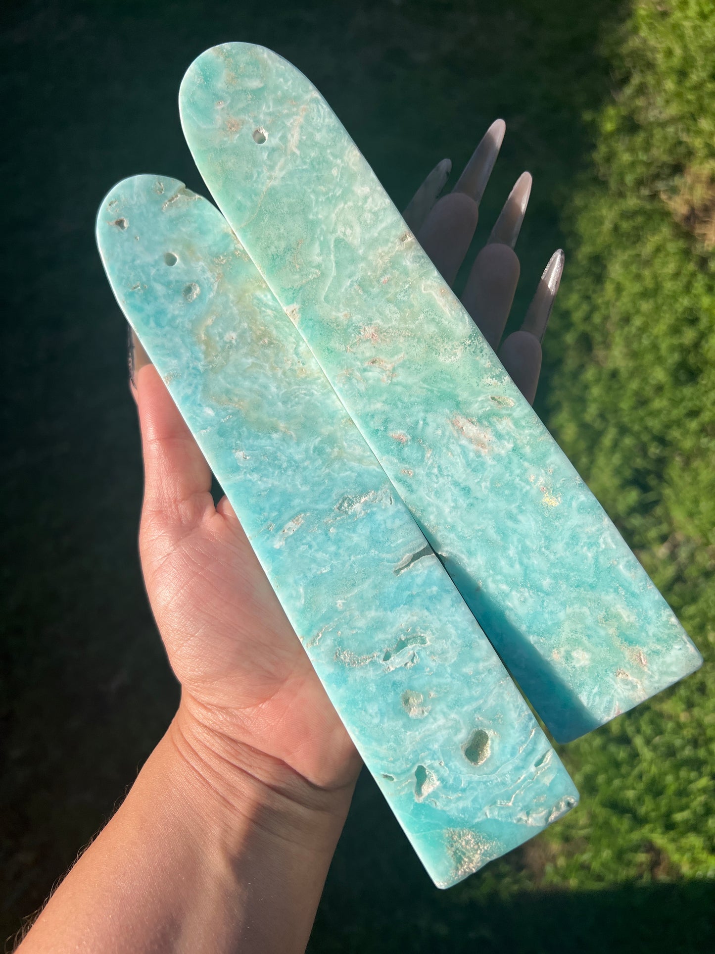 “Seascape” Blue Aragonite Incense Holders