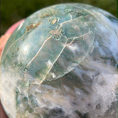 “Massive Planet” Moss Agate Sphere