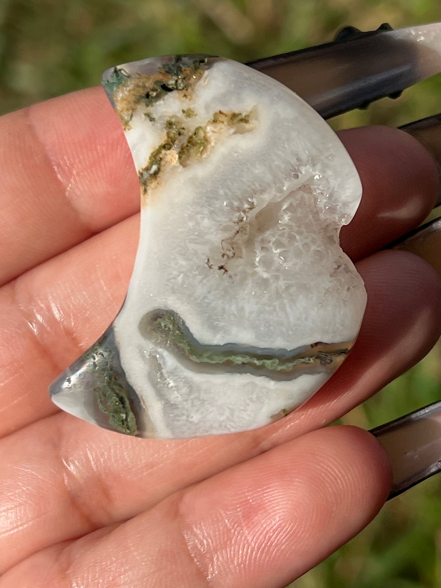 “Over the Moon” Moss Agate Moons