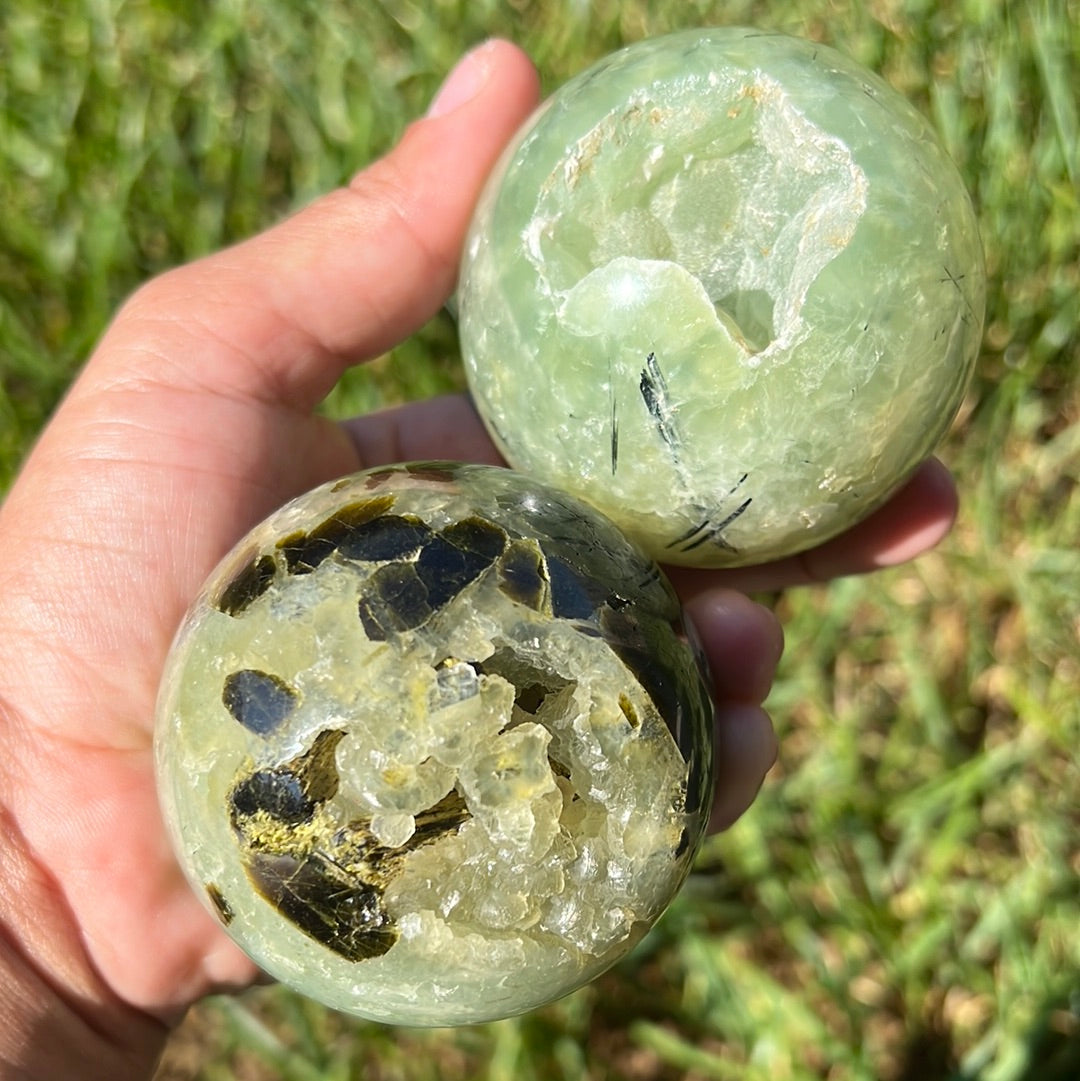 “Green Apple Jelly” Prehnite and Epidote Spheres