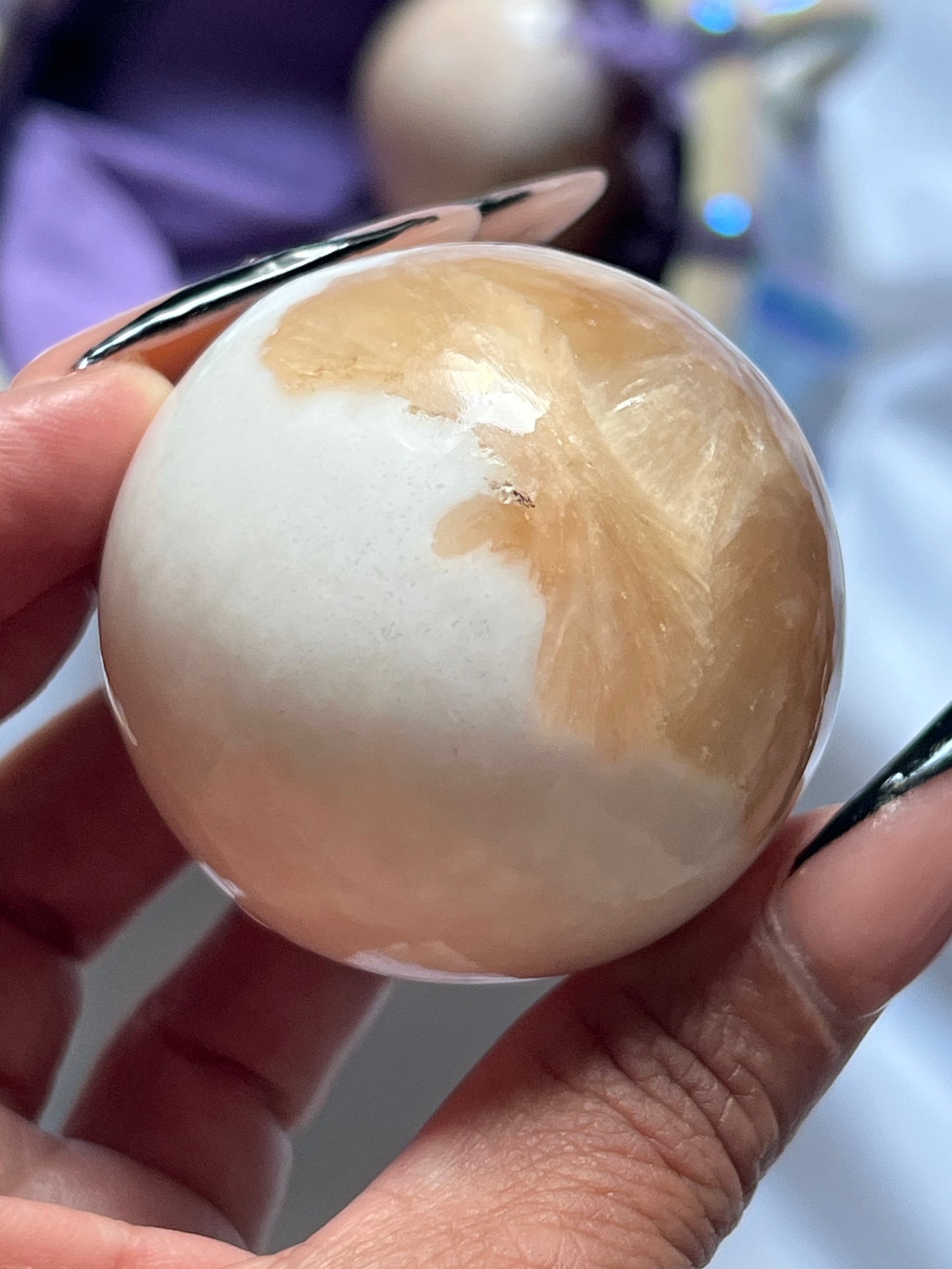 “Eye of the Fates” Peach Stilbite & Scolecite Spheres