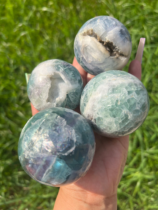 “Oceanfront” Fluorite Spheres