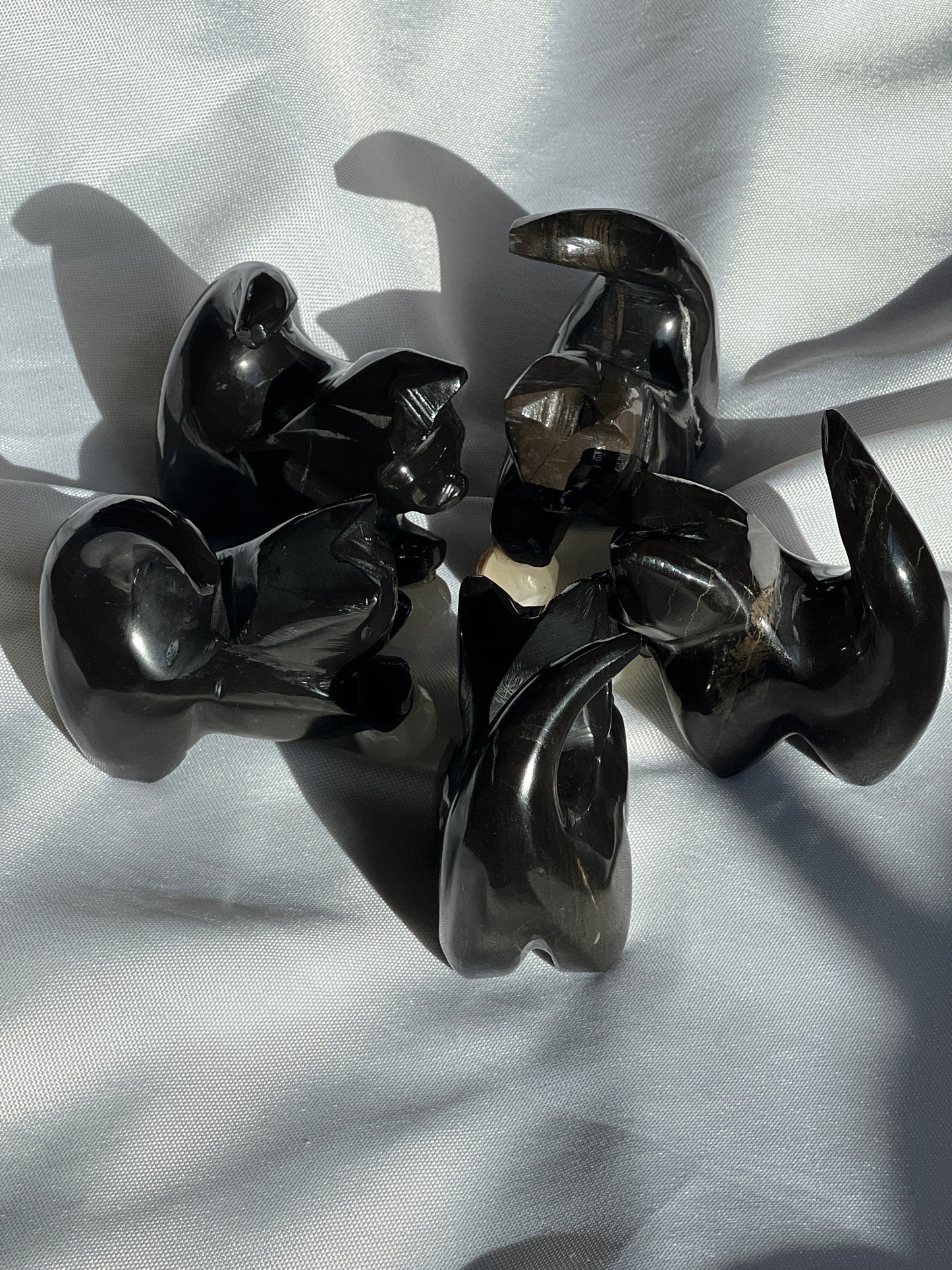 “Catnip” Black Marble Kitty with Calcite Yarn Ball