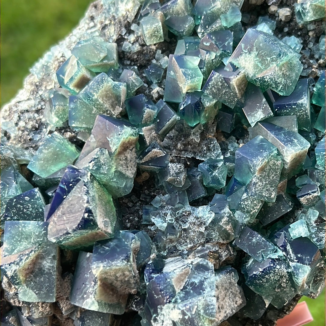 Large Heavy Metal English Fluorite Cluster HM-1