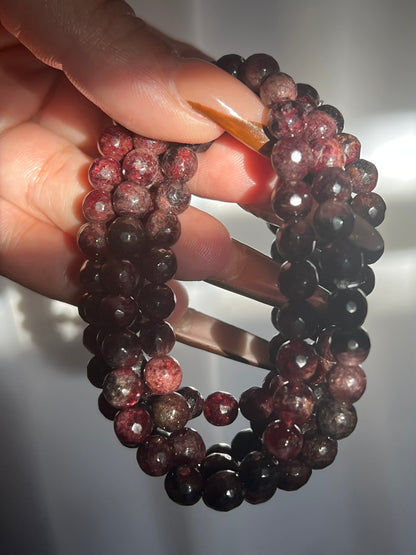 “Sugared Cranberries” Faceted Garnet Bracelets