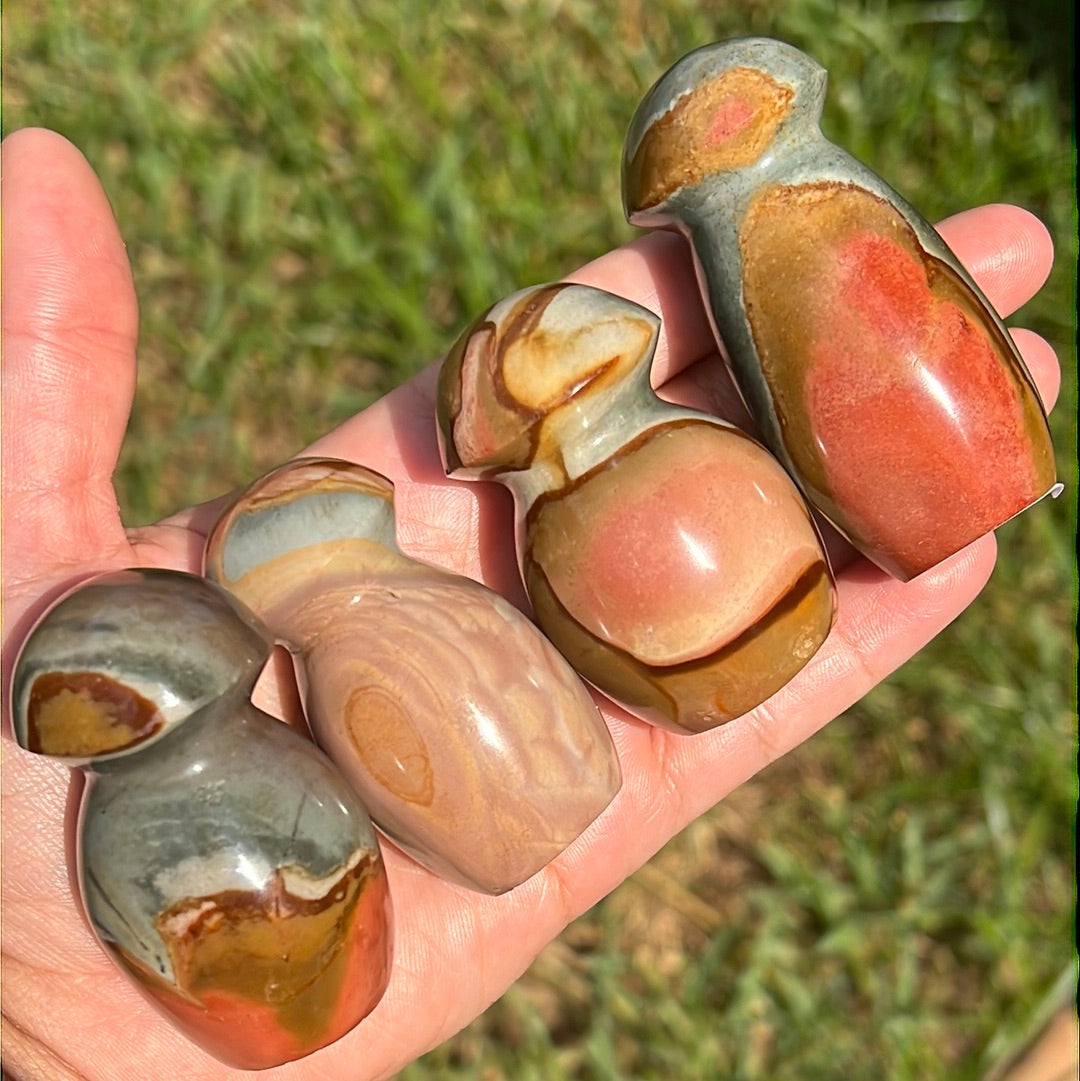 “Pink Pocket” Polychrome Jasper Mushrooms