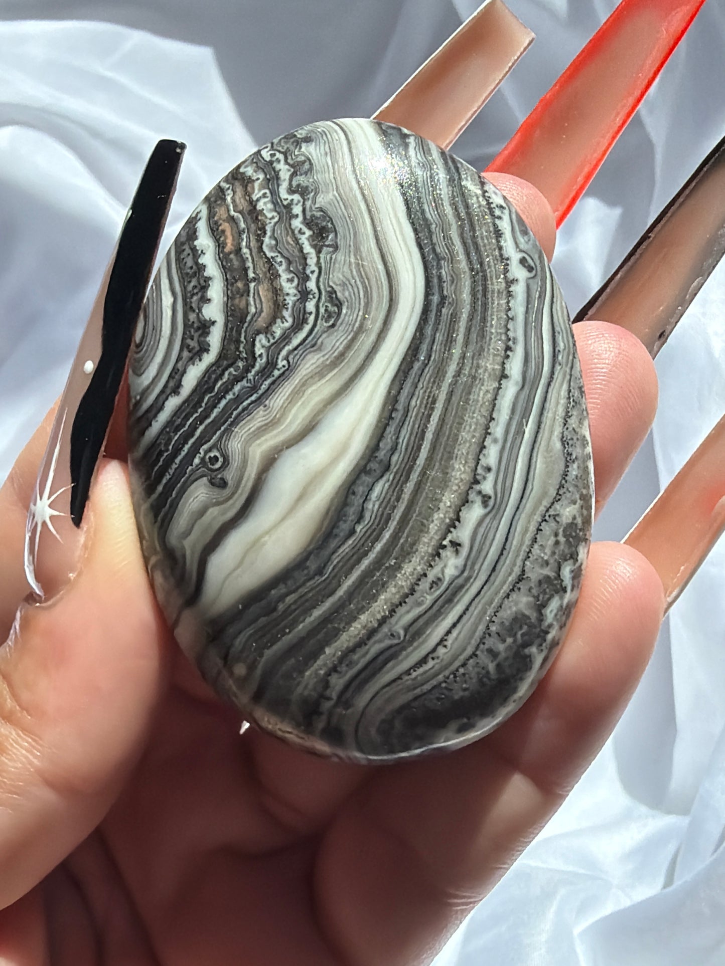 “Fluid Filigree” Mexican Onyx Palm Stones