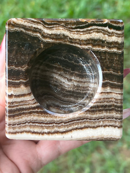 “Coffee Shop” Chocolate Calcite Tea Light Candle Holders