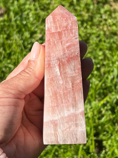 “Rosewater” Rose Calcite Towers