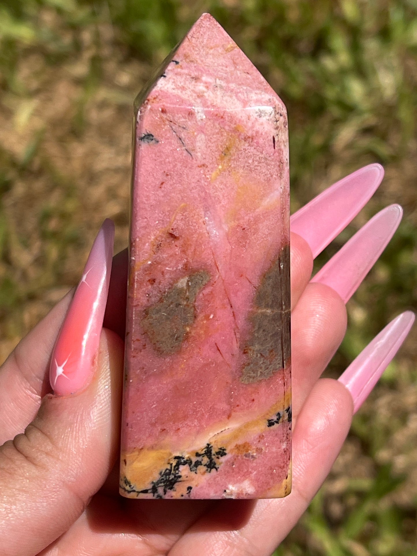 “Summer Sunset” Rhodonite Obelisks