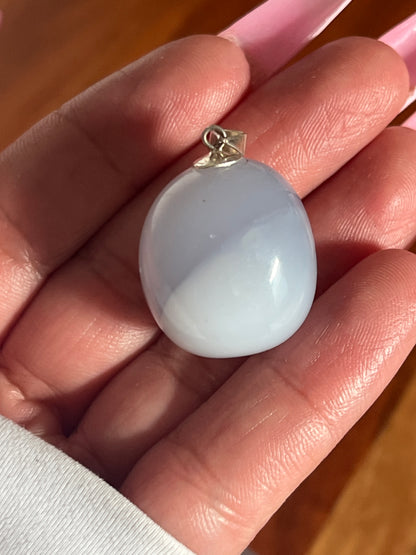 “Blueberry Milk” Blue Chalcedony Pendants