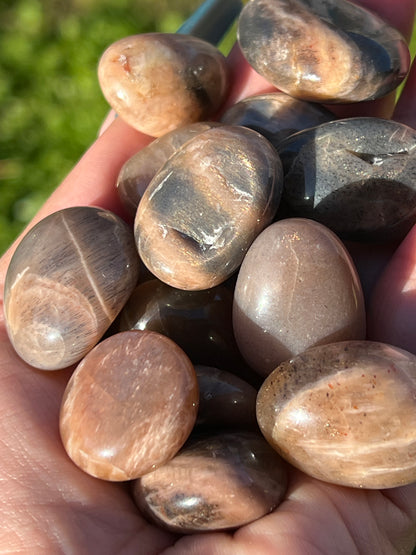 “Celestial” Medium Black Moonstone and Sunstone Tumbles