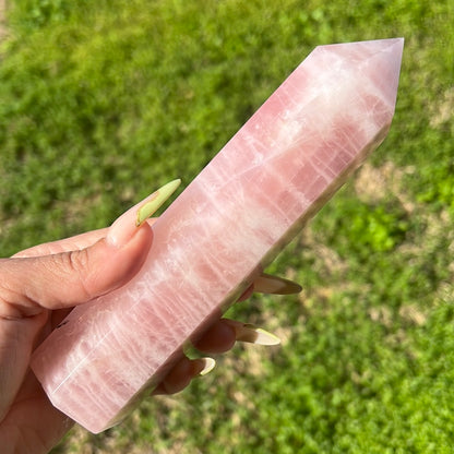 “Dragon Fruit” Rose Quartz Tower