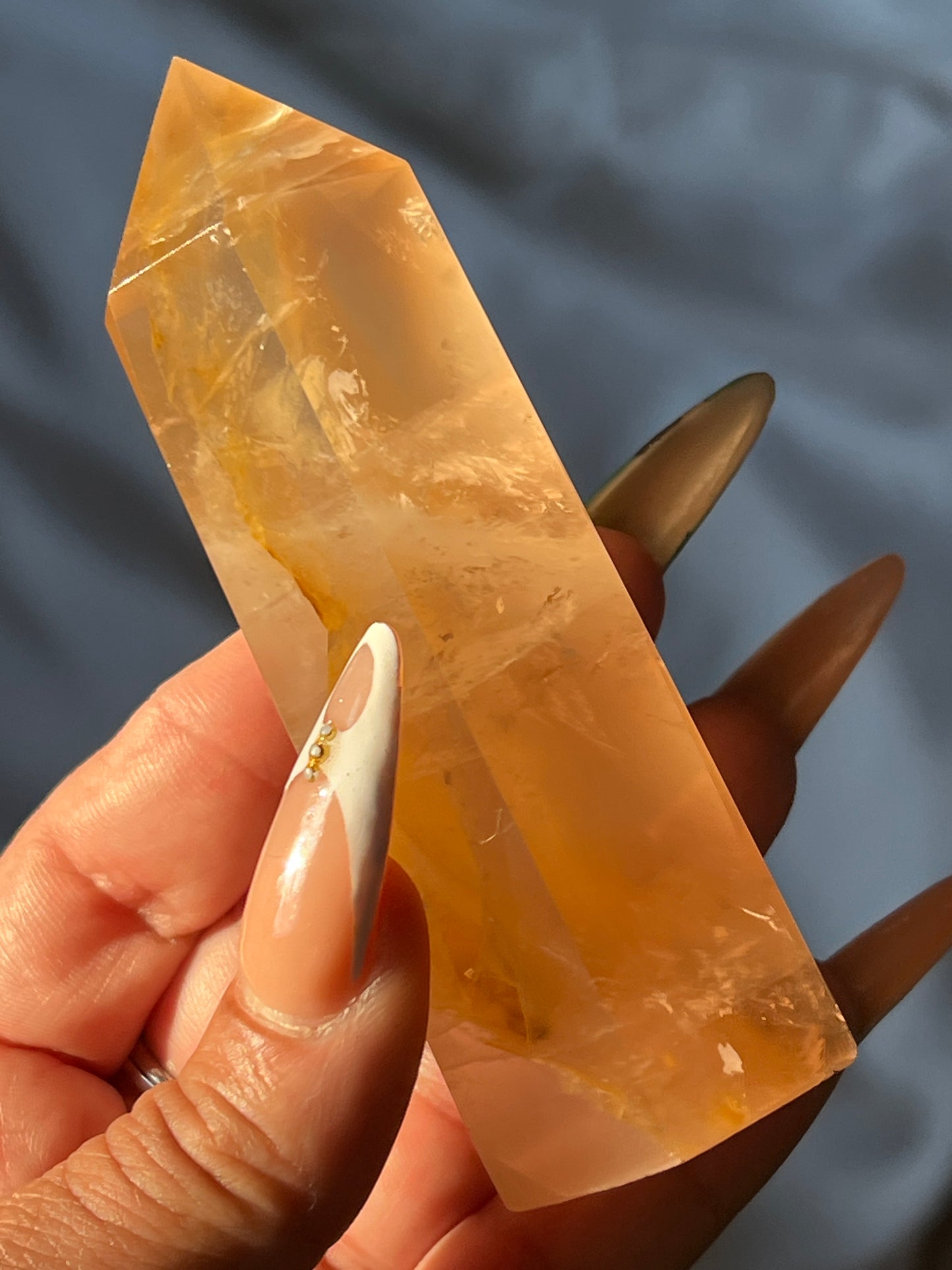 “Light of the Morn” Rose Quartz with Golden Healer Point