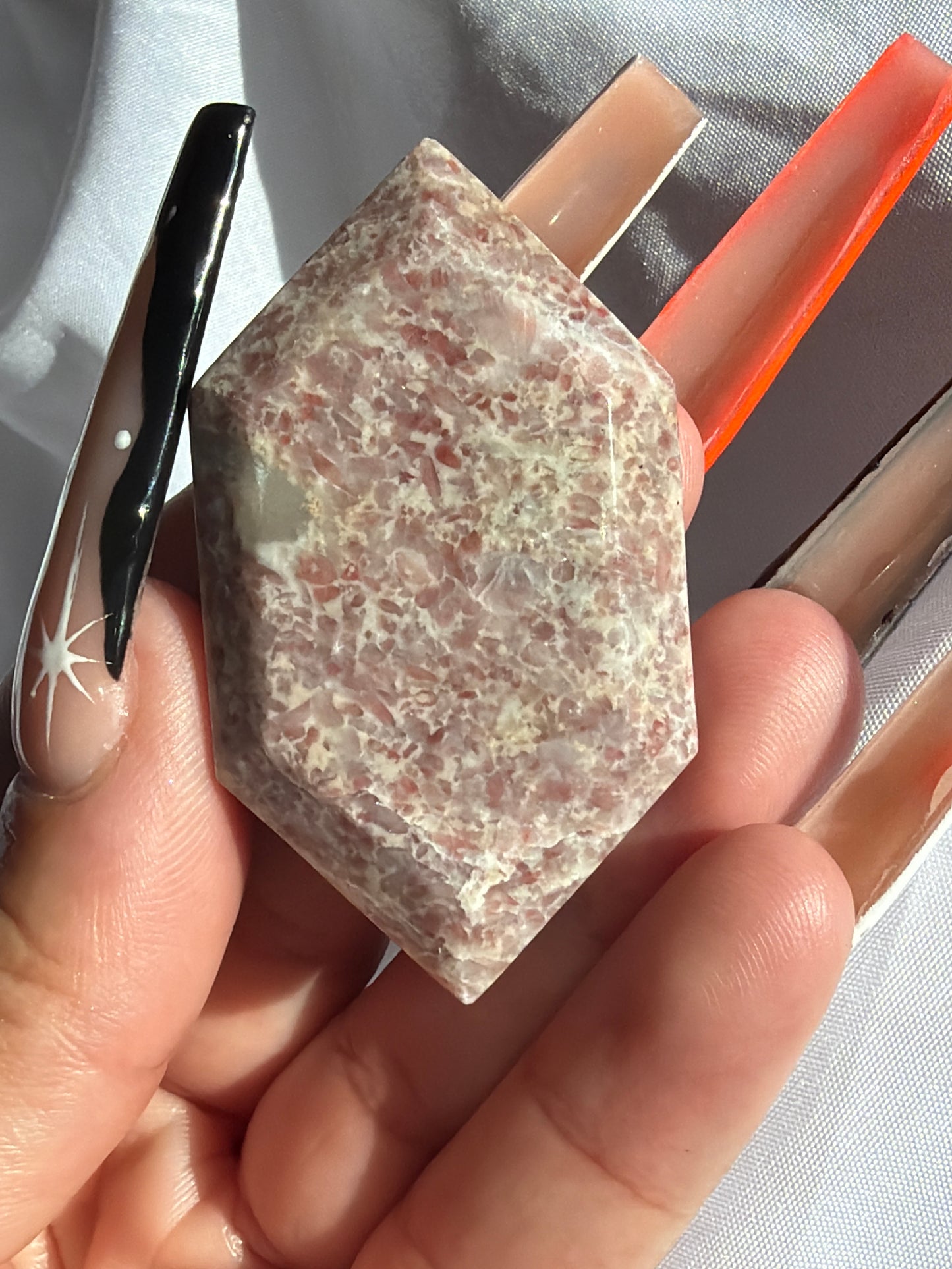 “Evolution” Faceted Crystal Palm Stones