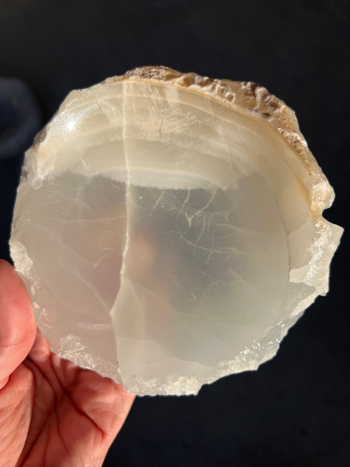 “Foggy” Milky White Calcite Bowls