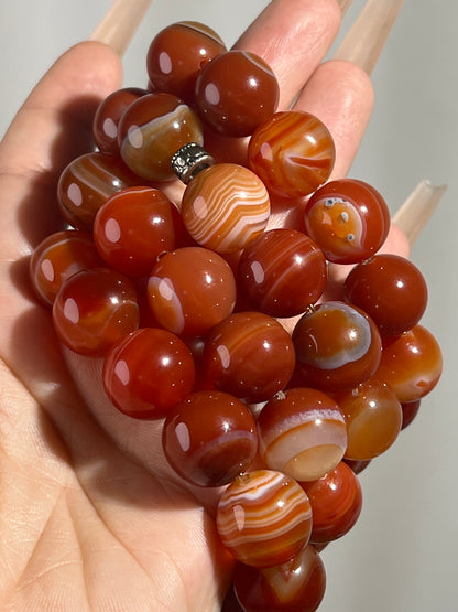 “Emblazoned” Jumbo Bead Carnelian Bracelets