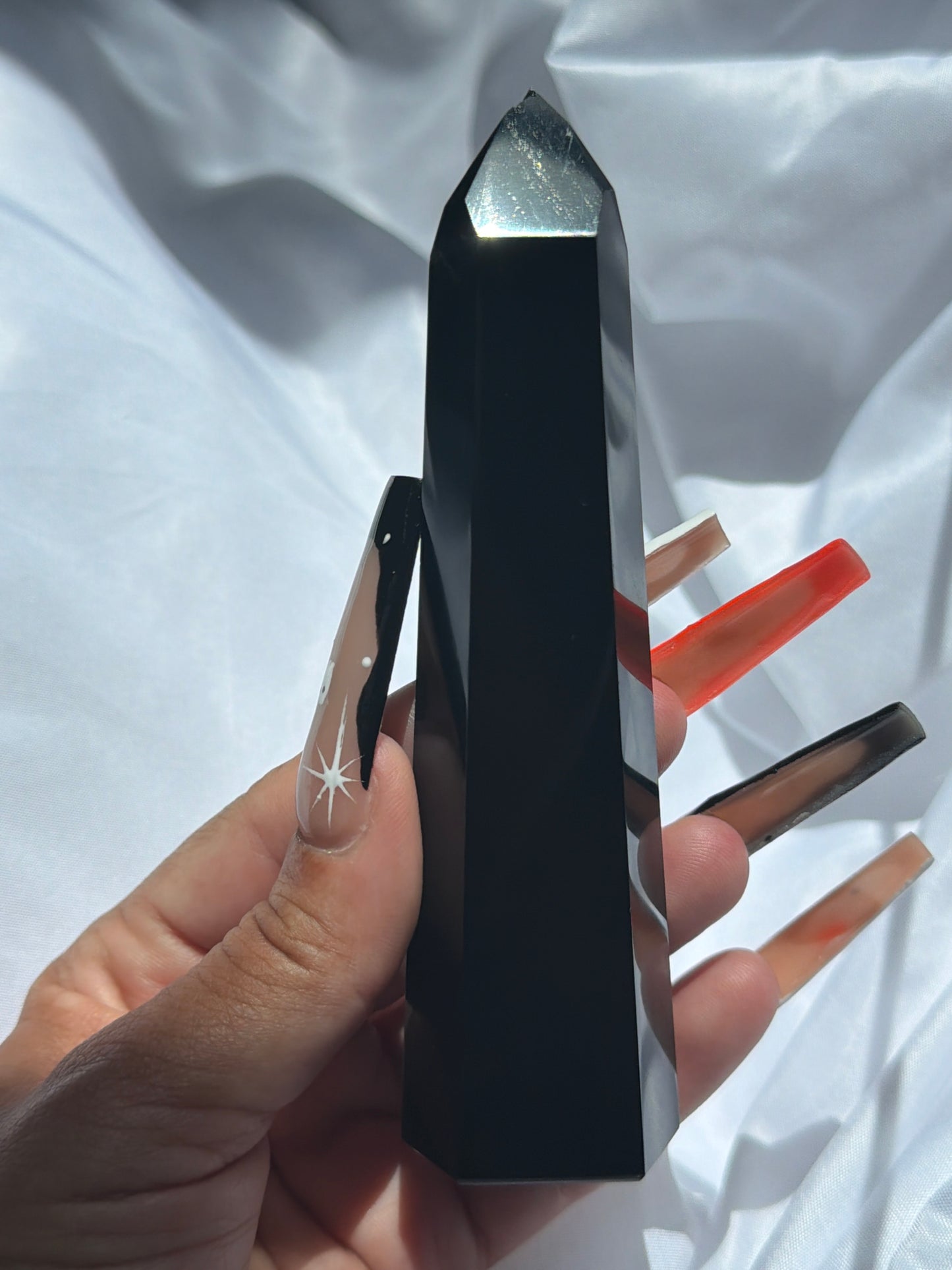“Velvet Ink” Imperfect Black Obsidian Tower