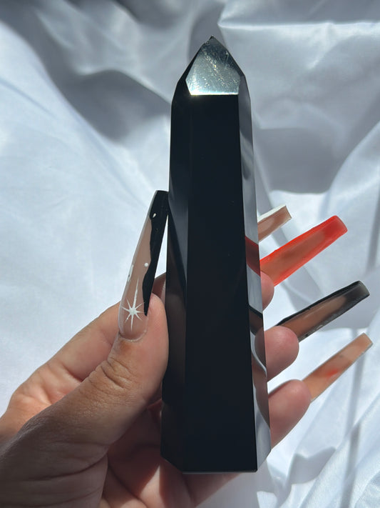“Velvet Ink” Imperfect Black Obsidian Tower