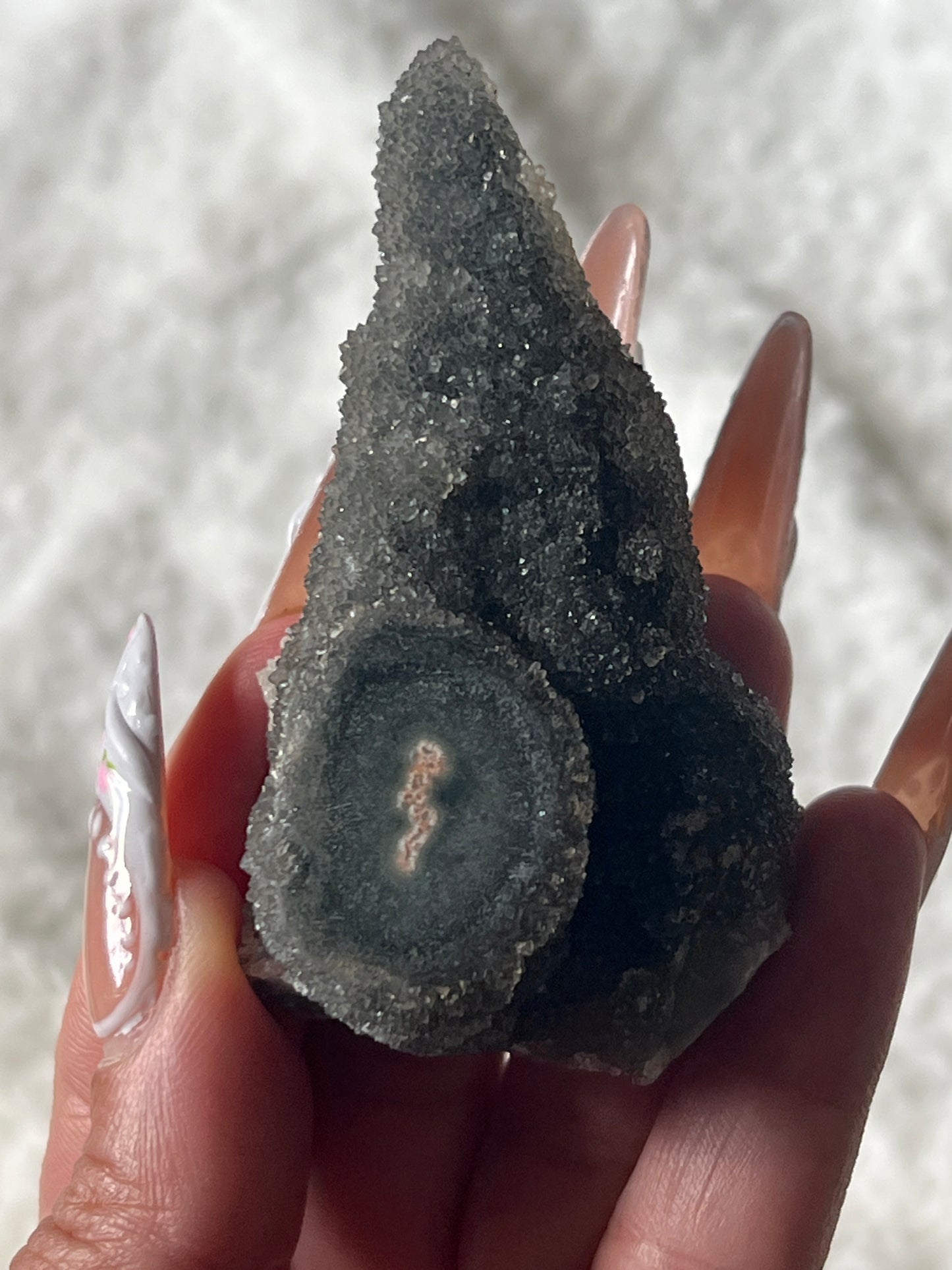 “Cute Cosmic Cyclops” Uruguayan Amethyst Clusters with Stalactite Eyes