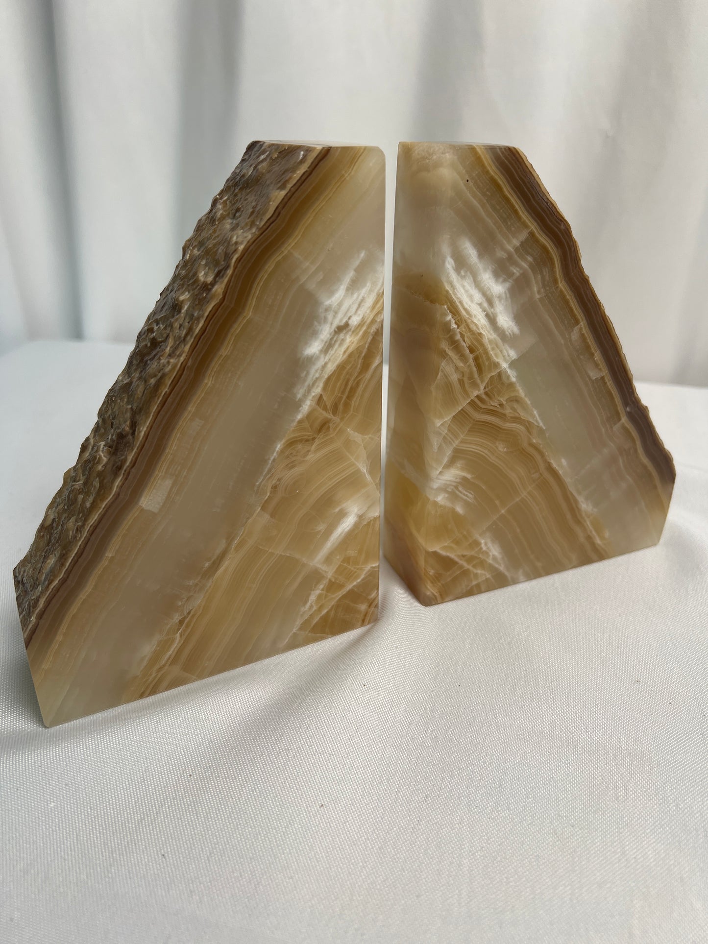 “Librarian” Banded Calcite Bookends